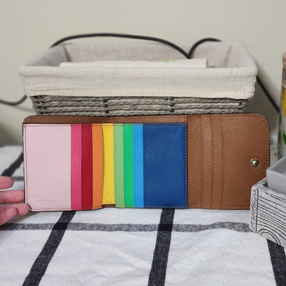 Rainbow Trifold Coach Wallet